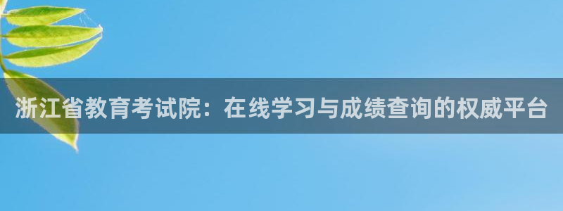 新航娱乐app下载安装：浙江省教育考试院：在线学习与成绩查询